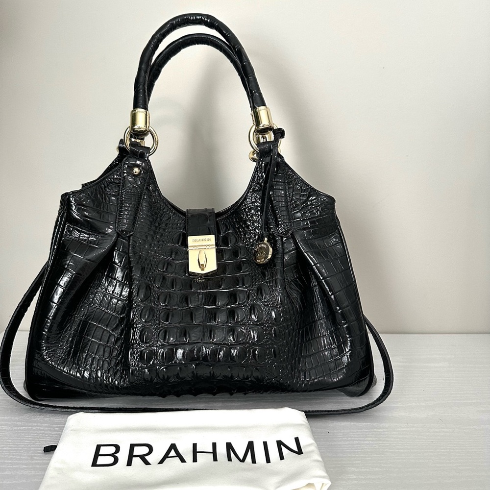 Brahmin Adrian black Melbourne croc-embossed new without tag